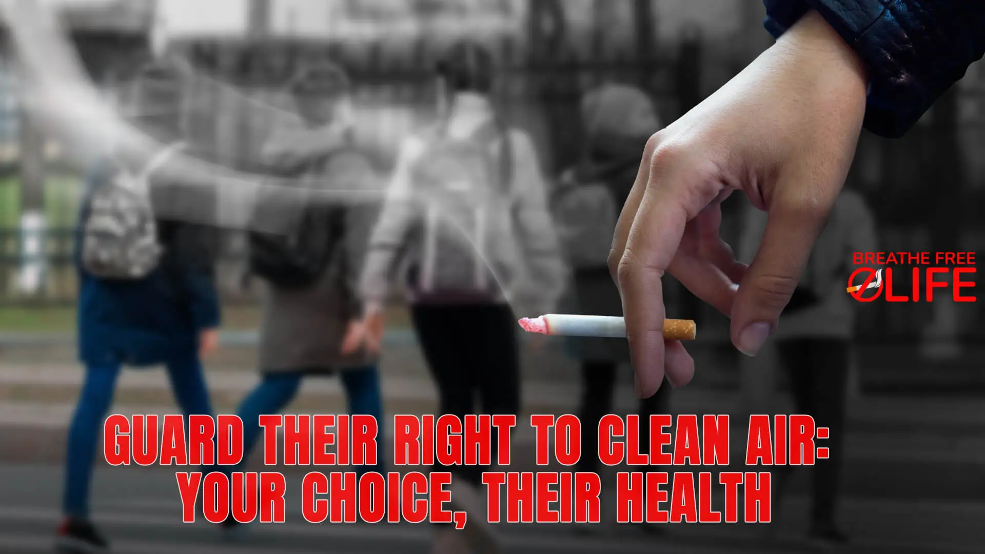 Breathe Free Life logo design with black background and red text.