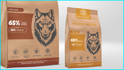 Premium product packaging design for Barekmor® Pet Foods, showcasing a sustainable paper bag with minimalistic colours and clean branding. Created by My Digital Solutions – The Global Tech Hub®, part of The MDS Group Global Ltd, MediaCityUK, Salford, Greater Manchester, UK. Highlights grain-free, hypoallergenic, UK-made nutrition and eco-friendly packaging for maximum impact on retail shelves and online stores.