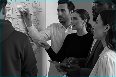UX design workshop for Perth Railway Boxing Club website, with My Digital Solutions – The Global Tech Hub® team in MediaCityUK, Salford, Greater Manchester, UK, mapping wireframes and user flows for an improved digital experience.