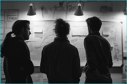 My Digital Solutions – The Global Tech Hub® design team at MediaCityUK, Salford, Greater Manchester, UK, collaborating on UX design planning for the Perth Railway Boxing Club website to improve user journey, accessibility, and digital experience.