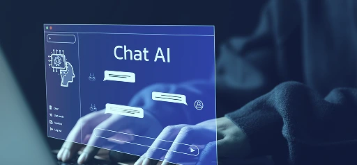 Person using laptop with Chat AI interface screen representing artificial intelligence tools by My Digital Solutions in the UK.