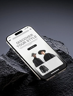 Smartphone displaying a modern product discovery interface, representing user-friendly design and digital commerce experience.