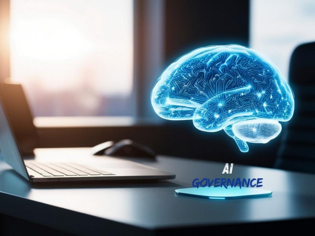 Conceptual digital architecture showing enterprise AI governance and transformation strategy, highlighting secure-by-design integration and technical risk mitigation managed by The MDS Group Global Ltd.